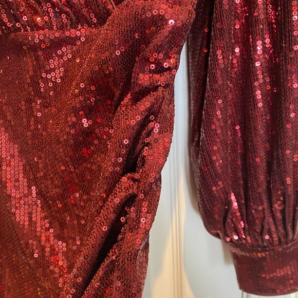 Dynamite Burgundy Sequin Long Sleeve Mini Dress – Size M (NWOT) - Picture 8 of 10